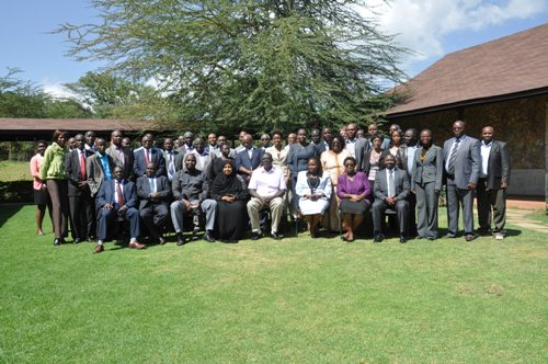 Participants of the high-level Nagoya Protocol implementation consultative meeting in a group photo at the Great Rift Valley Lodge in Naivasha